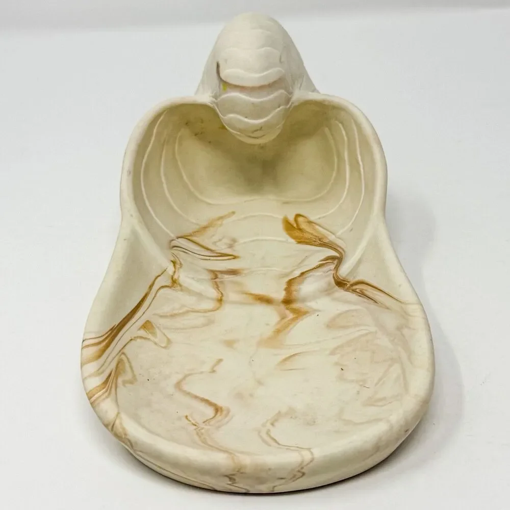 Vintage Dina Nautilus Shell Soap Dish Tray Marbled Resin Coastal Decor